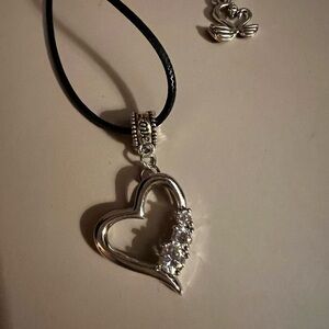Vintage Silvery Heart Pendant Necklace
